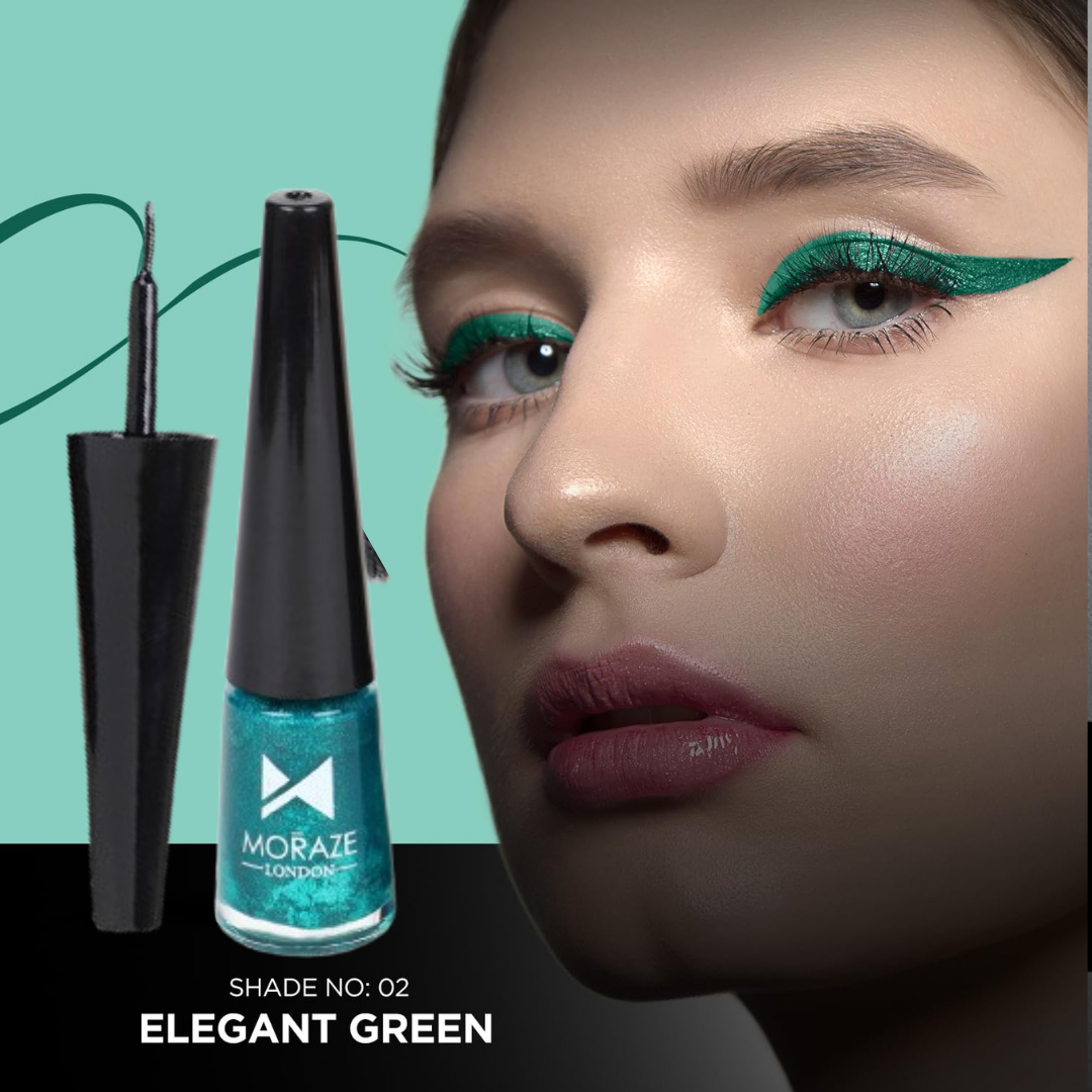 3 Glamorous Glittery Eyeliners Kit (Green, Black, Blue)