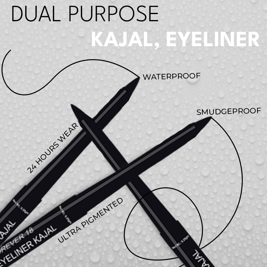 Moraze Combo Pack of 2 Smudge Proof Waterproof Intense Black Kajal 0.7 GM