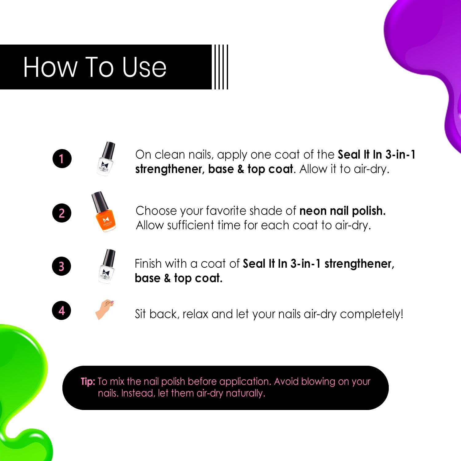 Neon Pack of 5 Nail Paints - 5ml each