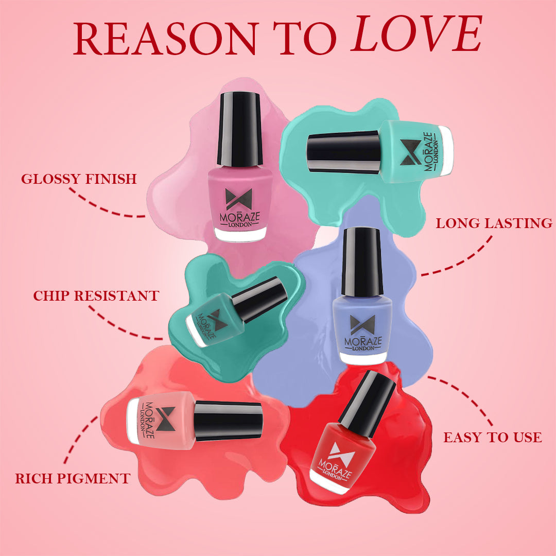 Moraze London Mini Nail Paint Kit - Pack of 10 | Glossy Finish | Highly Pigmented | Chip Free | Travel Friendly Nail Polish Set