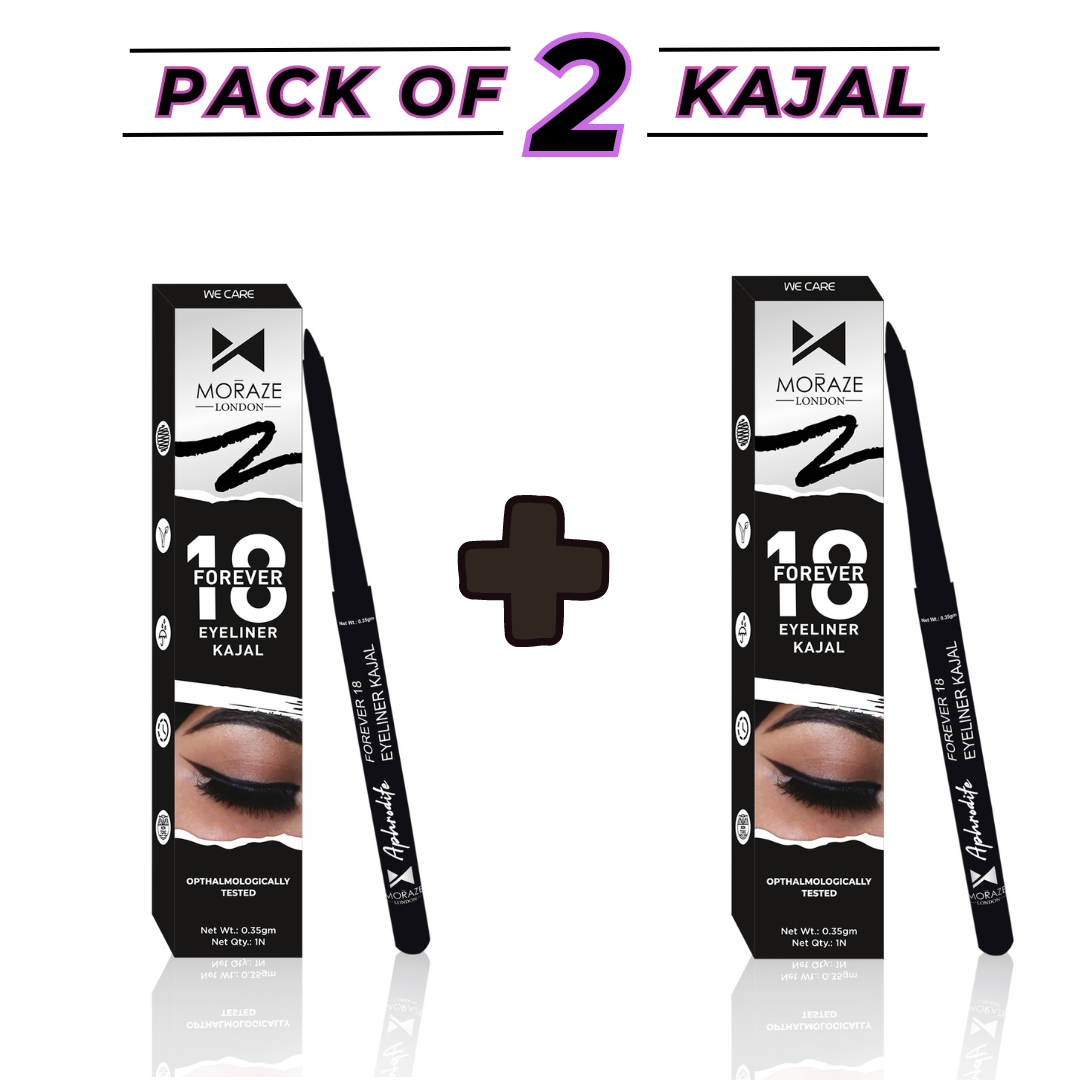 Moraze Combo Pack of 2 Smudge Proof Waterproof Intense Black Kajal 0.7 GM