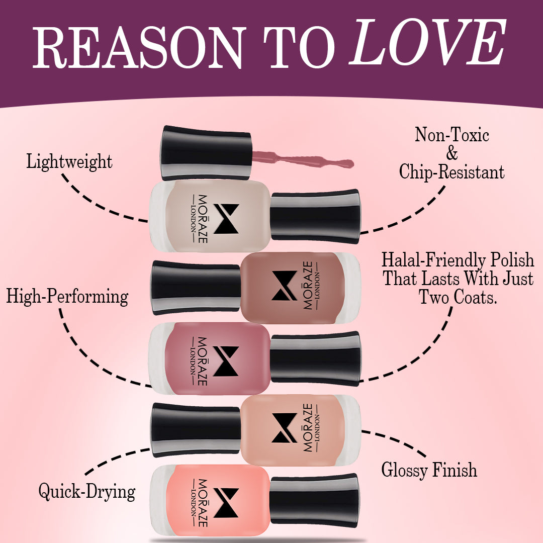 Moraze pack of 6 Nude nail Polish