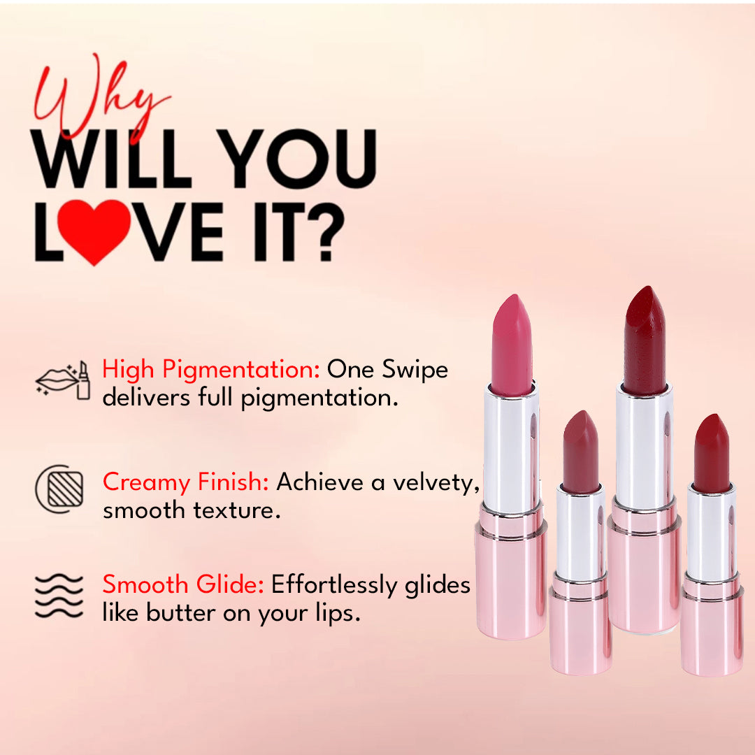 Moraze Matte Lipstick Trio – Bold & Moisturizing