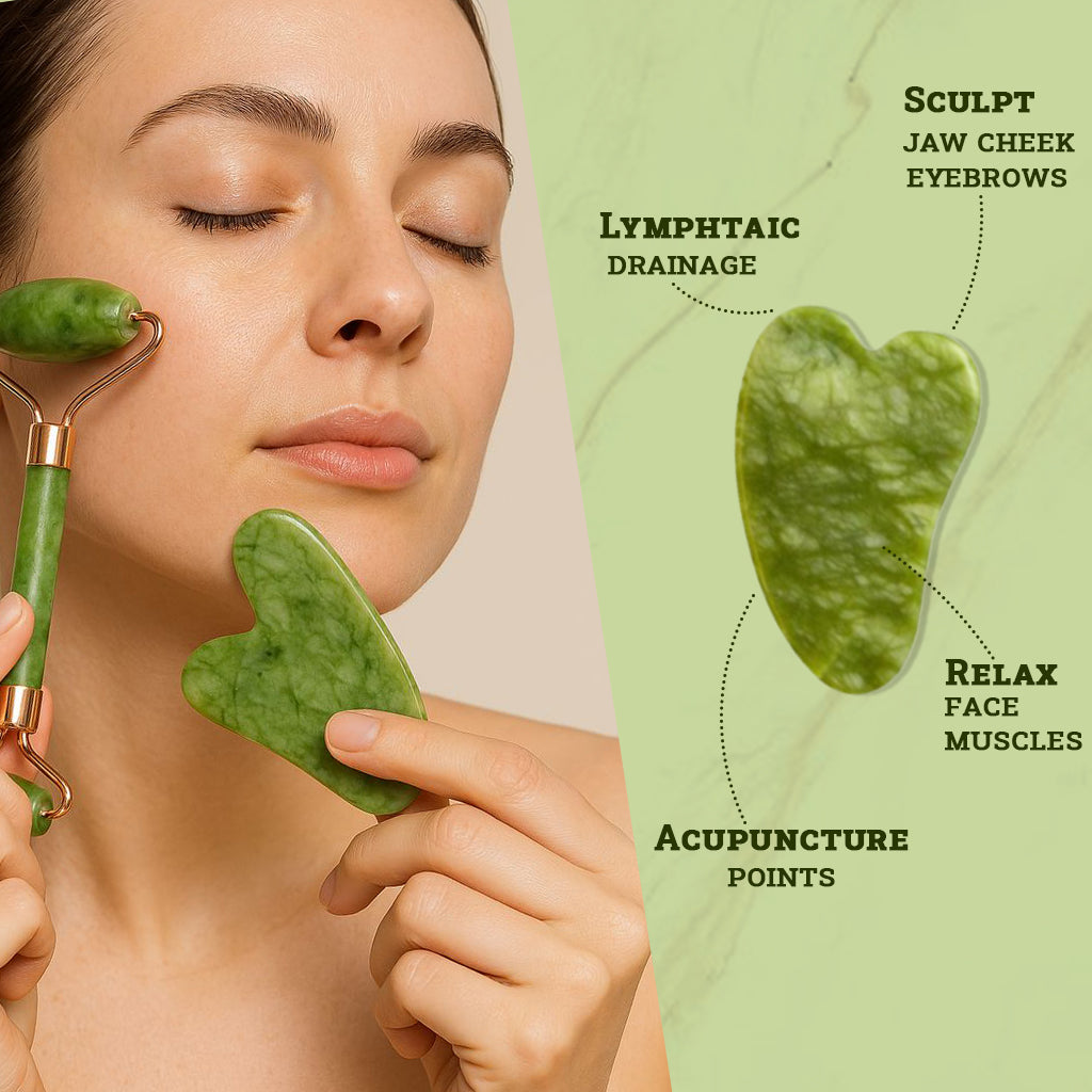 Jade Roller - Face Massager Tool with FREE Gua Sha