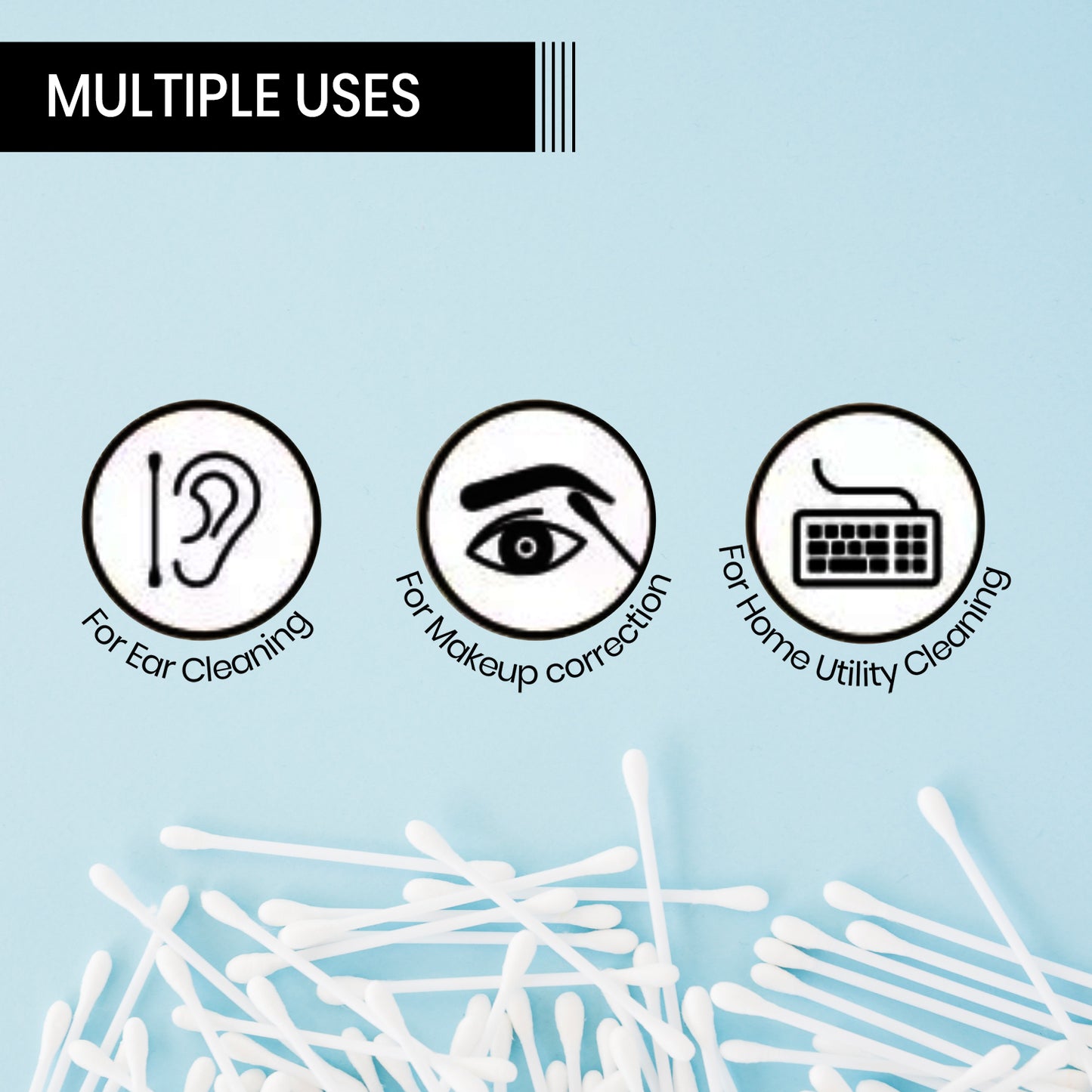 Moraze Premium Paper Stick Cotton Ear Buds, 100% Pure & Soft Cotton, 100 Stems (200 Swabs), for Ear Nose Cleansing and Makeup Removal