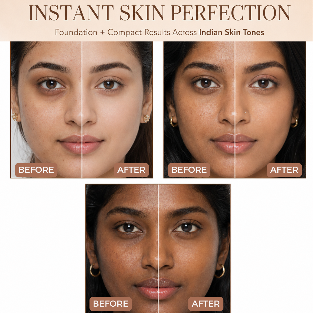 High Coverage Premium Foundation + Compact Powder (Free - Beauty Blender)