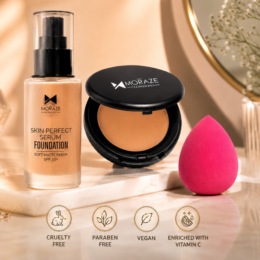 High Coverage Premium Foundation + Compact Powder (Free - Beauty Blender)