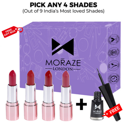 4 Glamorous Lipstick Kit - SPF 25 + FREE Intense Black  Eyeliner