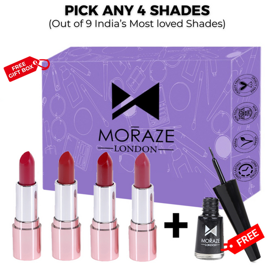 4 Glamorous Lipstick Kit - SPF 25 + FREE Intense Black  Eyeliner