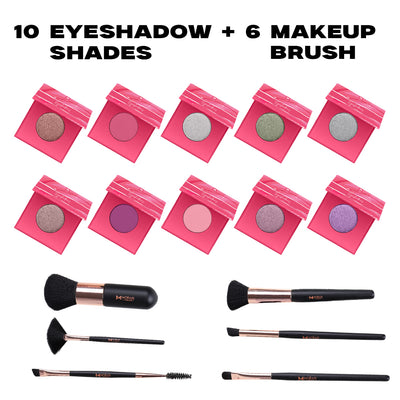 Moraze 10 Eyeshadow + 6 Brush Set | Bold Colors. Flawless Blends.