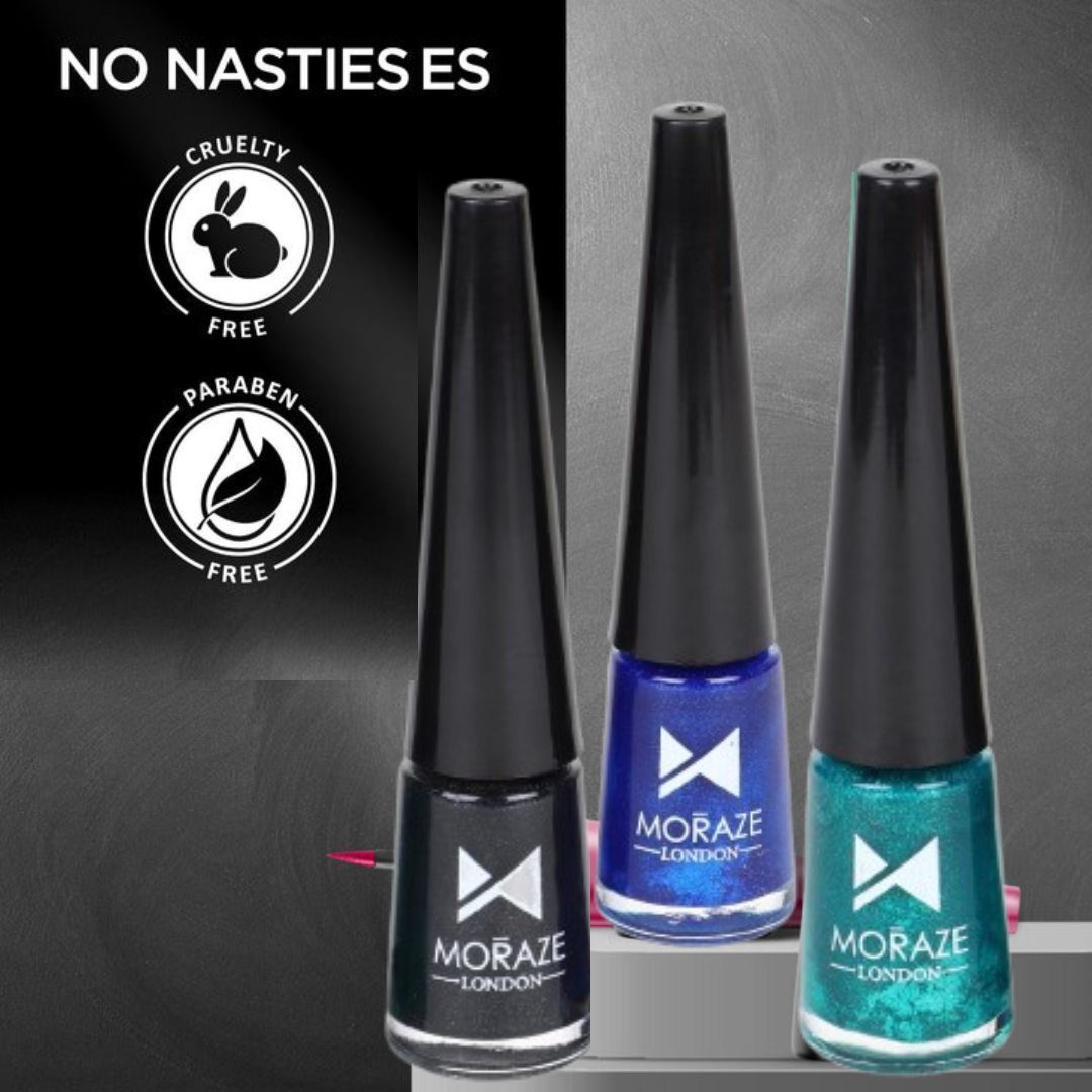 3 Glamorous Glittery Eyeliners Kit  (Green, Black, Blue)