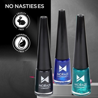 3 Glamorous Glittery Eyeliners Kit  (Green, Black, Blue)