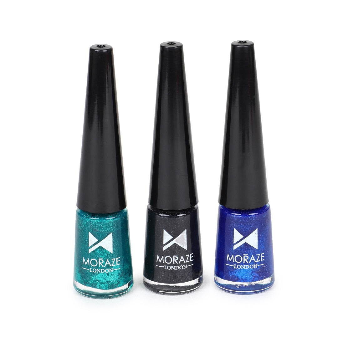 Moraze Glitter Eyeliners For Women, Long Lasting & Water Proof (Black+Blue+Green) (Pack Of 3)