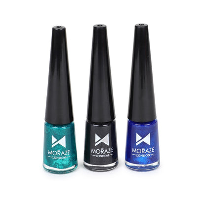 Moraze Glitter Eyeliners For Women, Long Lasting & Water Proof (Black+Blue+Green) (Pack Of 3)