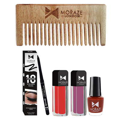 Moraze makeup combo (made-him-blush+papa-don't-peach+-Naughty+Kajal+Comb)