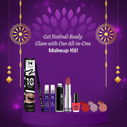 Moraze Slay All Day Glamorous Beauty Essentials with our Festive Makeup kit 3 eyeshadow kajal lipstick nail polish 2 mini perfume Special karwachauth & Diwali Gifts