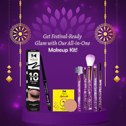 Moraze Slay All Day Glamorous Beauty Essentials with our Festive Makeup kit kajal compact old makeup brush Special karwachauth & Diwali Gifts