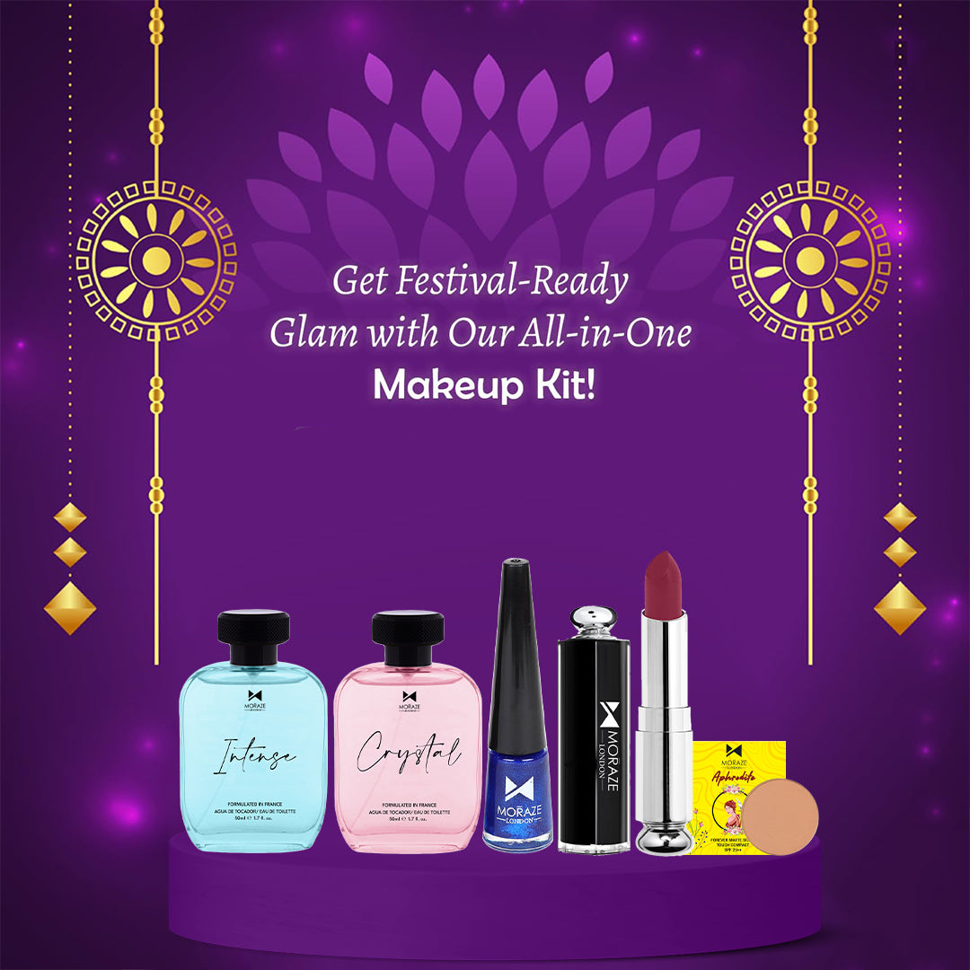 Moraze Slay All Day Glamorous Beauty Essentials with our Festive Makeup kit 2 perfume dior lipstick compact eyeliner Special karwachauth & Diwali Gifts