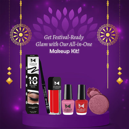 Moraze Slay All Day Glamorous Beauty Essentials with our Festive Makeup kit eyeshadow mini liquid lipstick kajal 2 mini nail polish Special karwachauth & Diwali Gifts