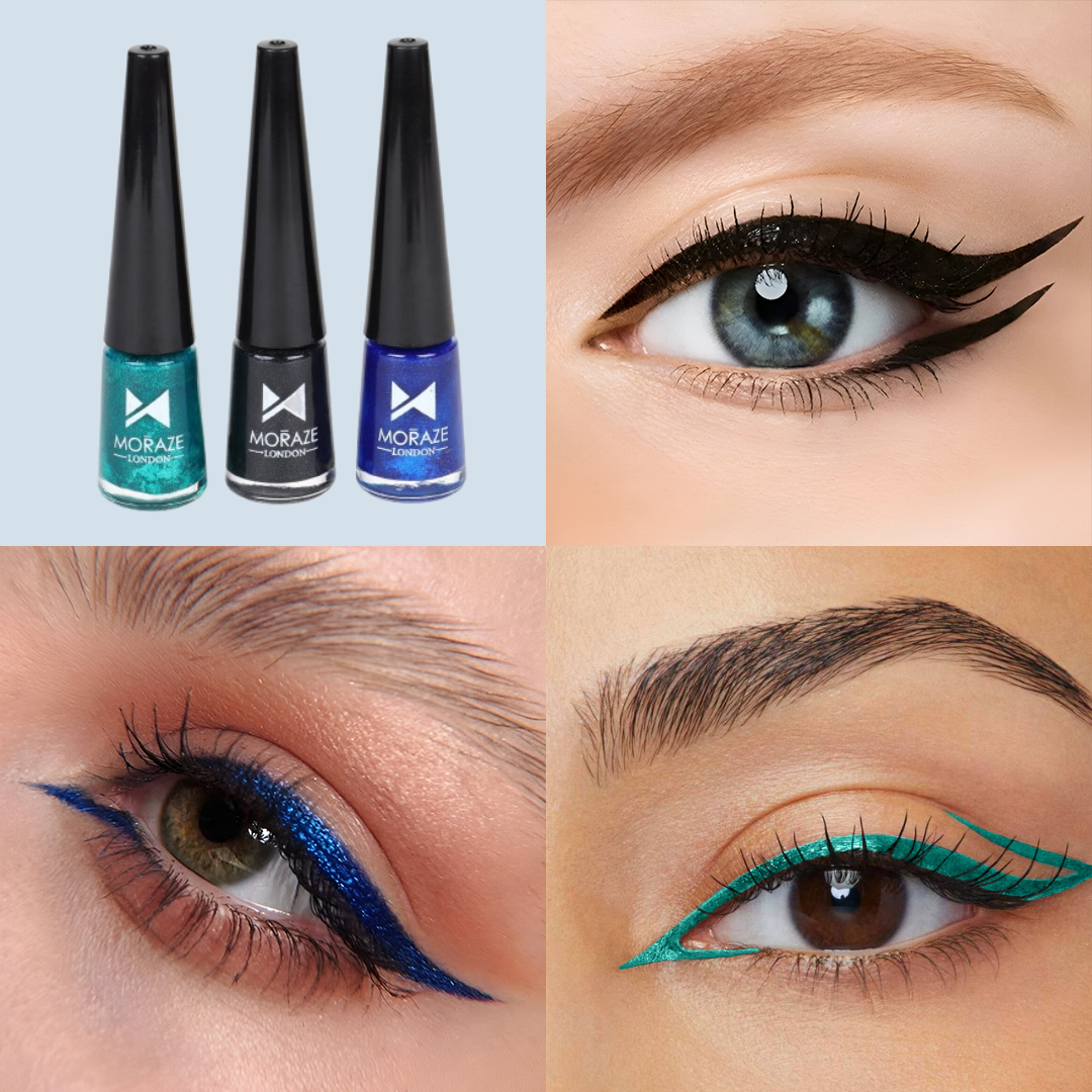 3 Glamorous Glittery Eyeliners Kit  (Green, Black, Blue)