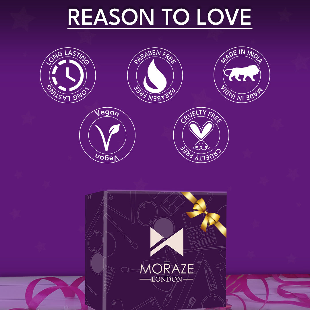 Moraze Slay All Day Glamorous Beauty Essentials with our Festive Makeup kit kajal eyeliner 2 lipstick 2 nail polish neem comb compact Special karwachauth & Diwali Gifts