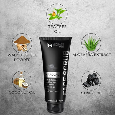 Men Activated Charcoal Face Scrub - 100ML BM