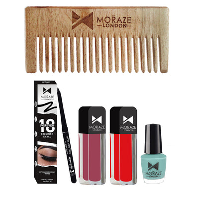 Moraze makeup combo (Aqua+-scarled-red+-secret-affair+ Kajal+Comb)