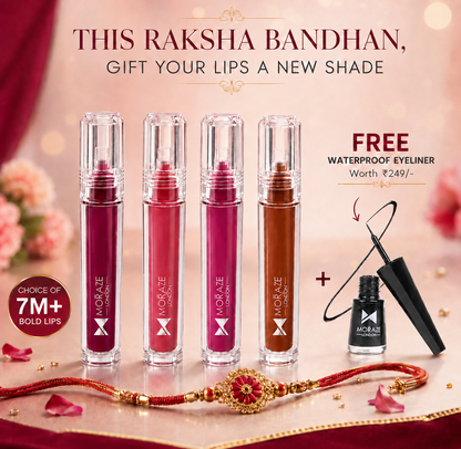 4 TRENDING LIQUID LIPSTICK KIT + FREE BLACK EYELINER!