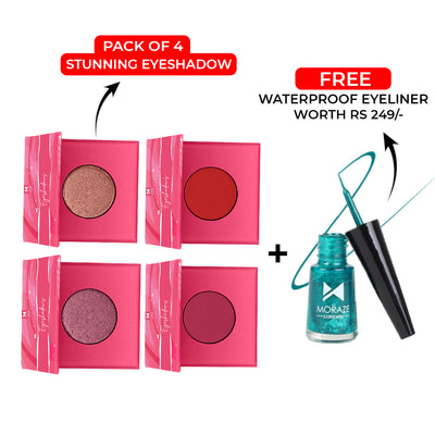 4 Stunning Eyeshadows Combo + Free Eyeliner