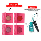4 Stunning Eyeshadows Combo + Free Eyeliner