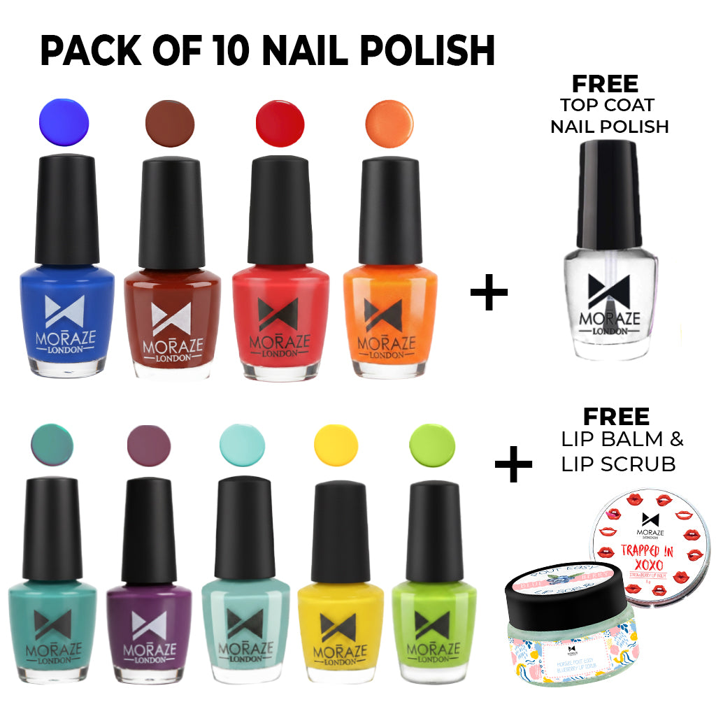Nail Paint Pack – 10 Highly Glossy Pigmented Shades