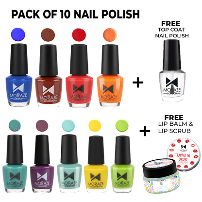 Nail Paint Pack – 10 Highly Glossy Pigmented Shades