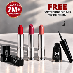 3 Ultra Soft Glossy Matte Lipstick Kit + FREE Waterproof Eyeliner!