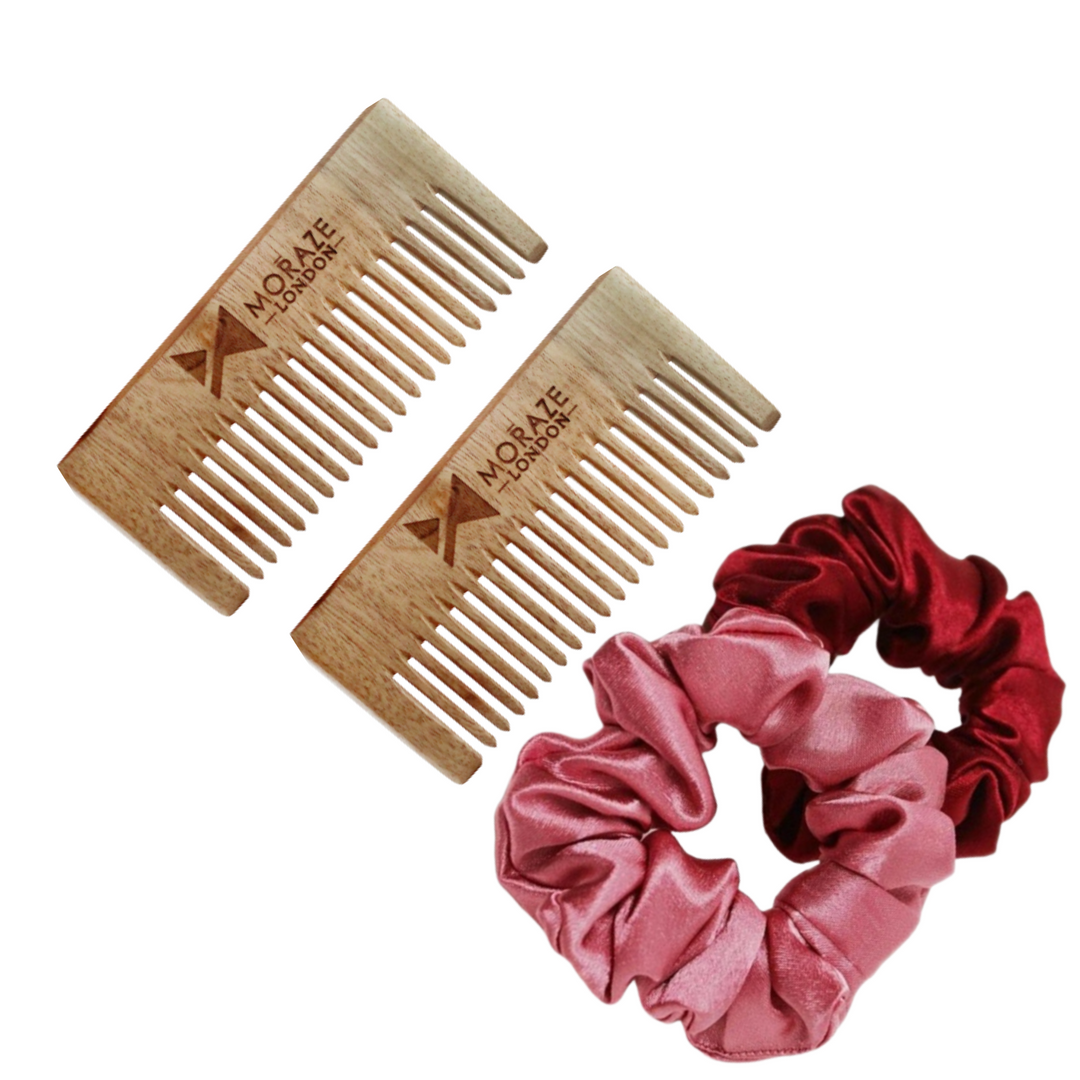 Moraze pack of 2 neem comb with 2 scrunchies
