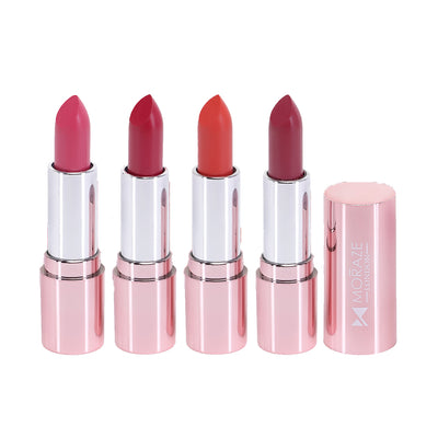 Moraze Creamy Matte Stick Lipstick For Women, Waterproof & Long Lasting (Boss Girl Vibin+Busy For You+Firepower+Sweet Success) (Pack Of 4)