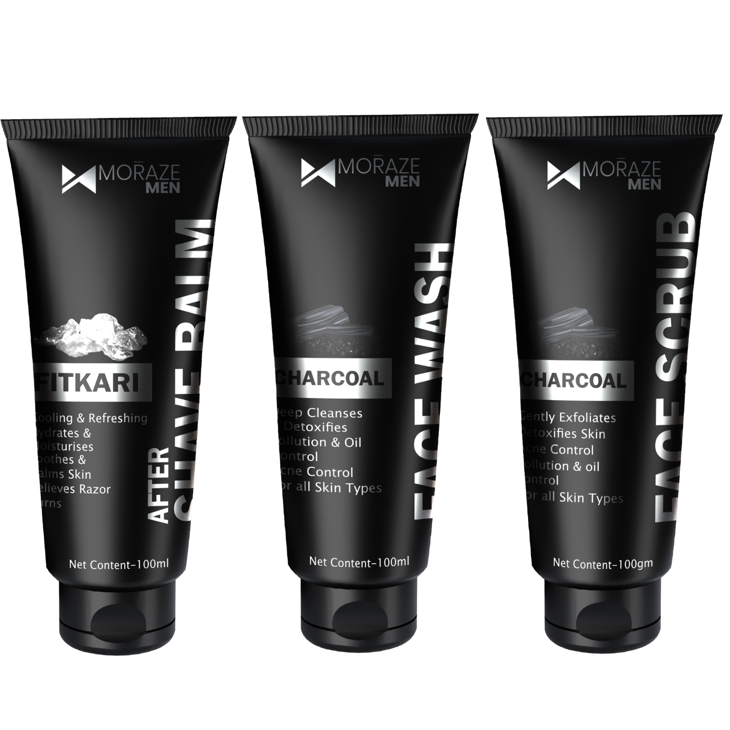 Moraze Men Combo of After Shave Balm, Face Wash &amp; Face Scrub 300 GMS |  Suitable for Men of All Skin Type