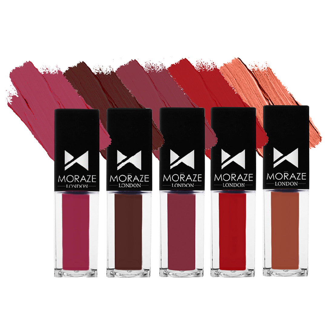 Moraze Pack of 5 mini matte liquid lipstick - 3.5ml each
