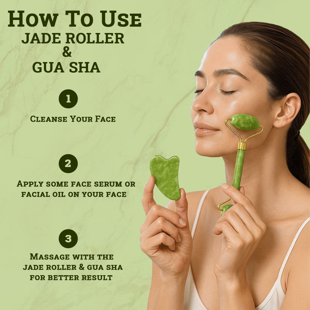 Jade Roller - Face Massager Tool with FREE Gua Sha