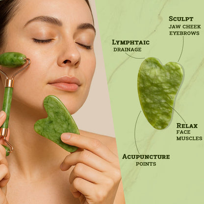 Jade Roller - Face Massager Tool with FREE Gua Sha