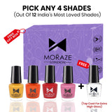 4 Glamorous Glossy Nail Polish Kit + FREE Top Coat for Extra Gloss