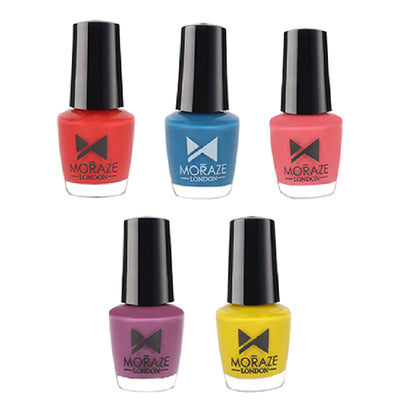 Vegan Non Toxic Moraze Nail Polish Combo Pack Of 5 - (Netflix, Inbox, Coral, Phoenix, Snappy) - 25 ML (5 ML Each)