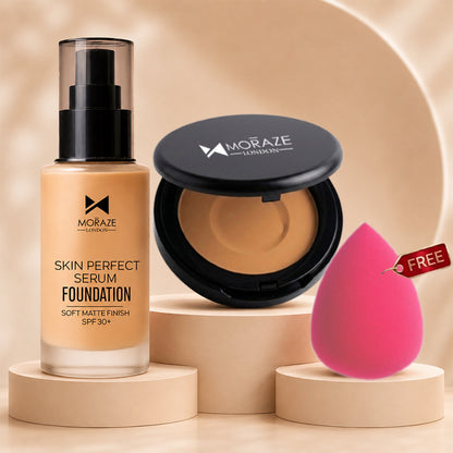 High Coverage Premium Foundation + Compact Powder (Free - Beauty Blender)