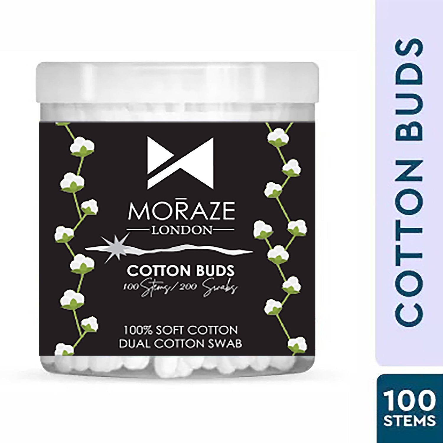Premium Paper Stick Cotton Ear Buds, 100% Pure &amp; Soft Cotton, 100 Stems (200 Swabs)