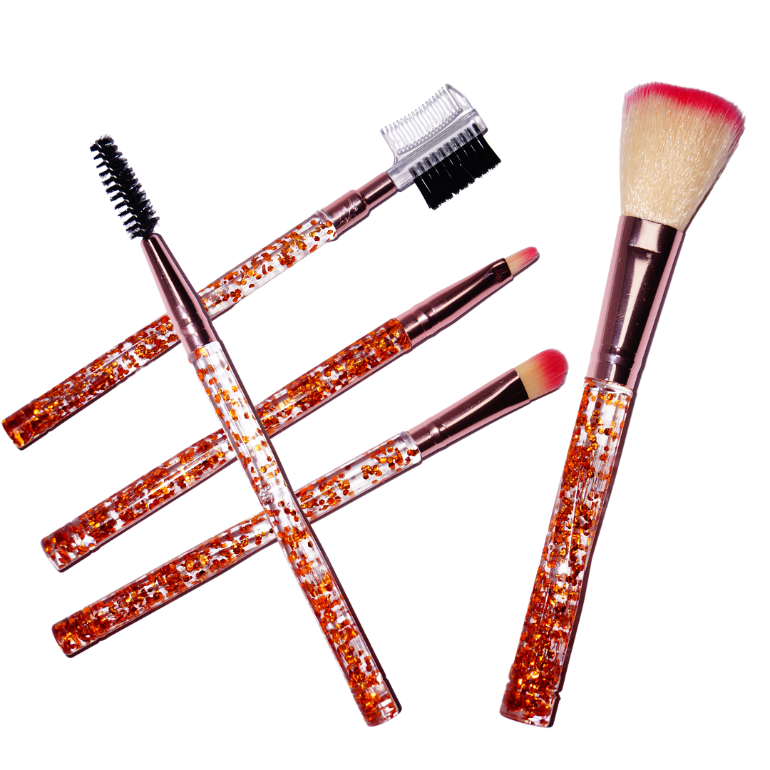 Glittering make up brushes.