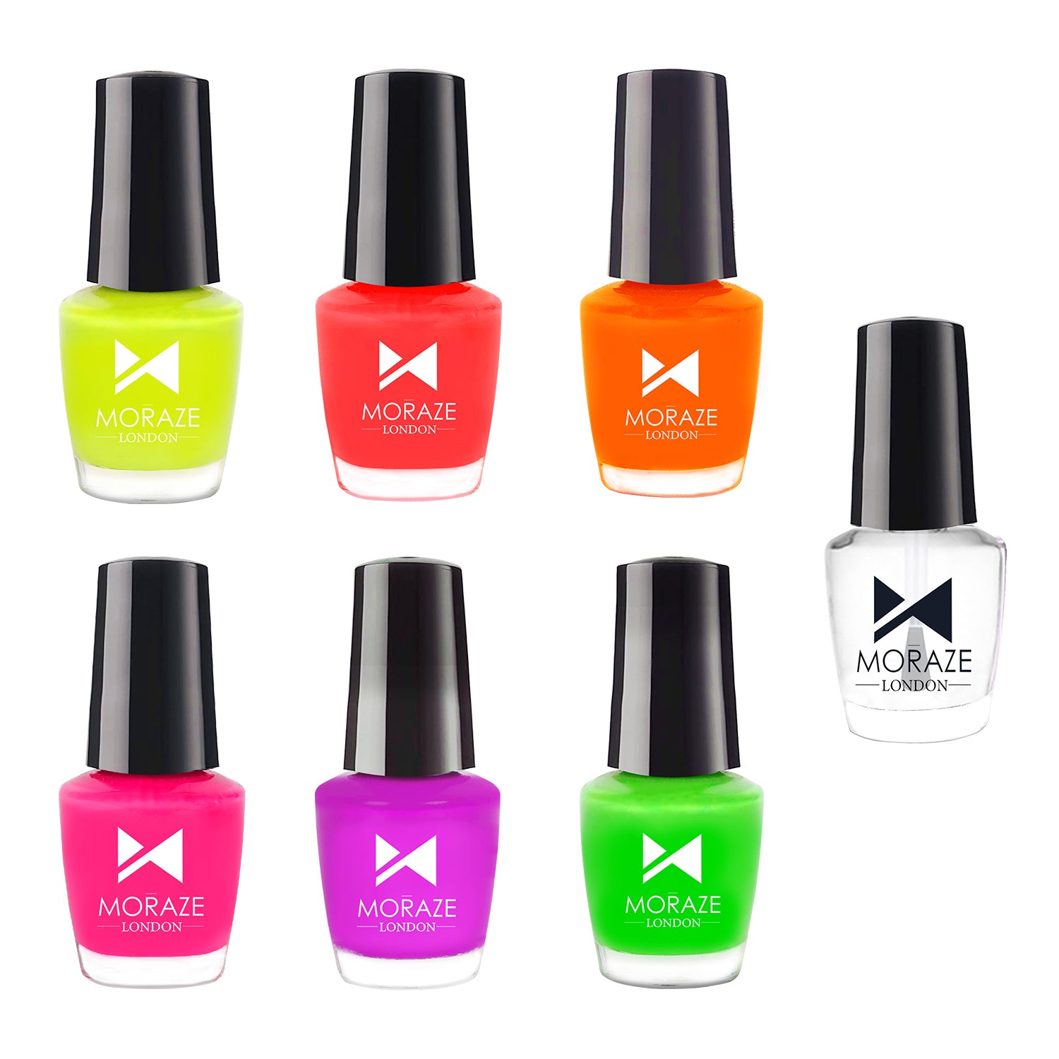 Neon Pack Of 6 Nail Polish With Top Coat