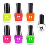Neon Pack Of 6 Nail Polish With Top Coat