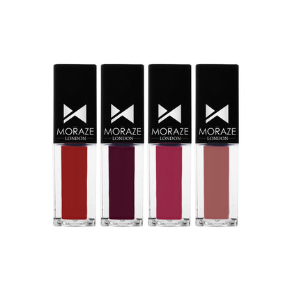 Moraze Pack of 4 mini matte liquid lipstick - 3ML Each